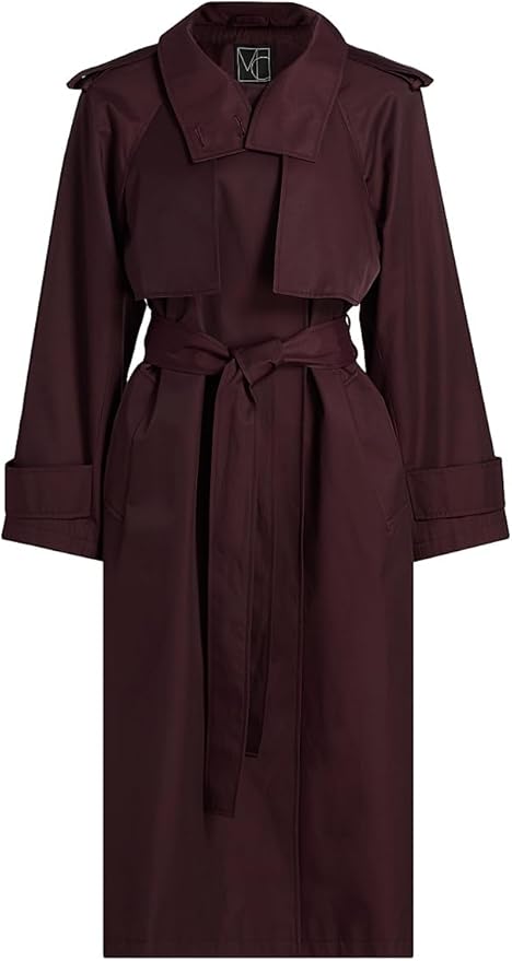 Burgundy trench coat product photo before virtual try-on