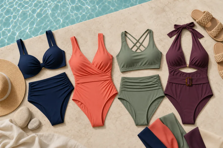 Understands bikini cuts, colors, straps, and materials example