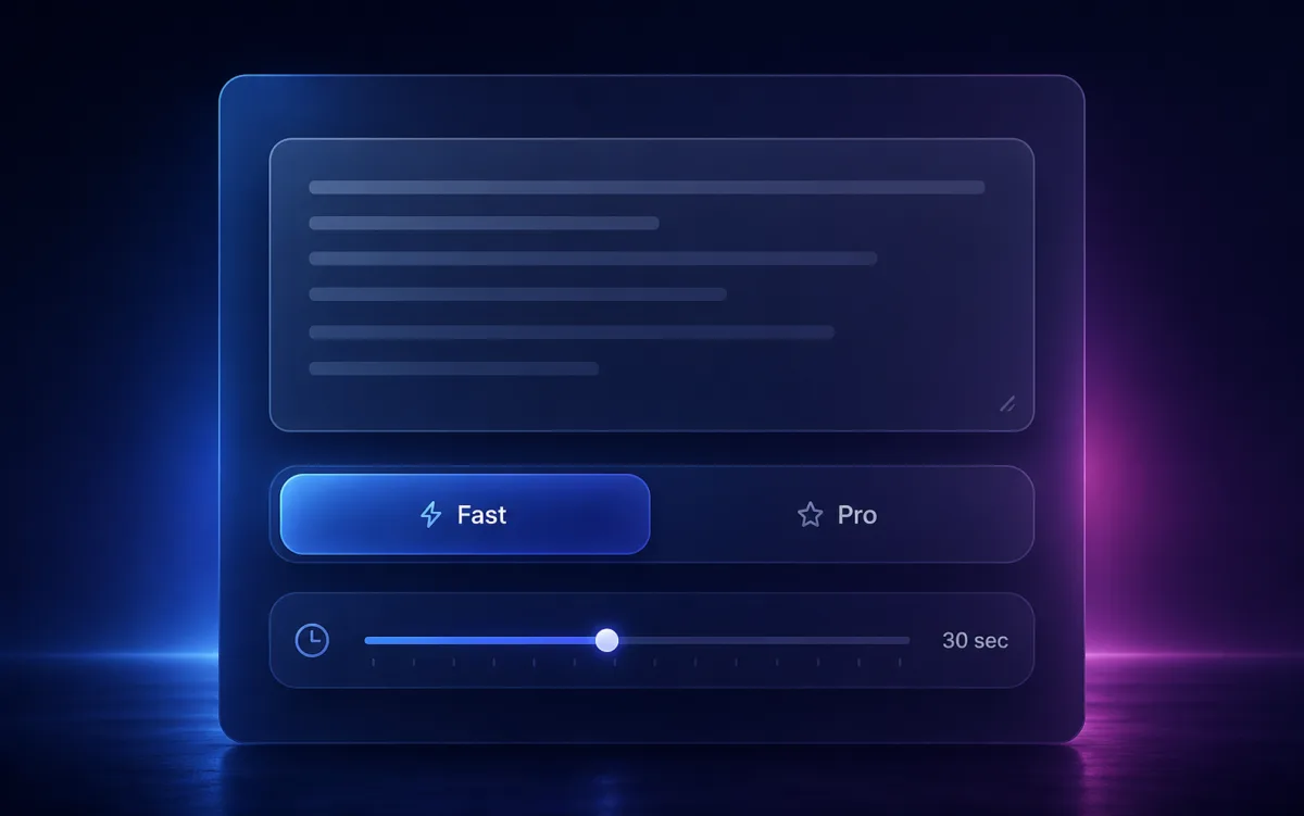 步骤 2:在 Hailuo 2.3 提示词中描述动作,并选择 Fast 或 Pro 模式