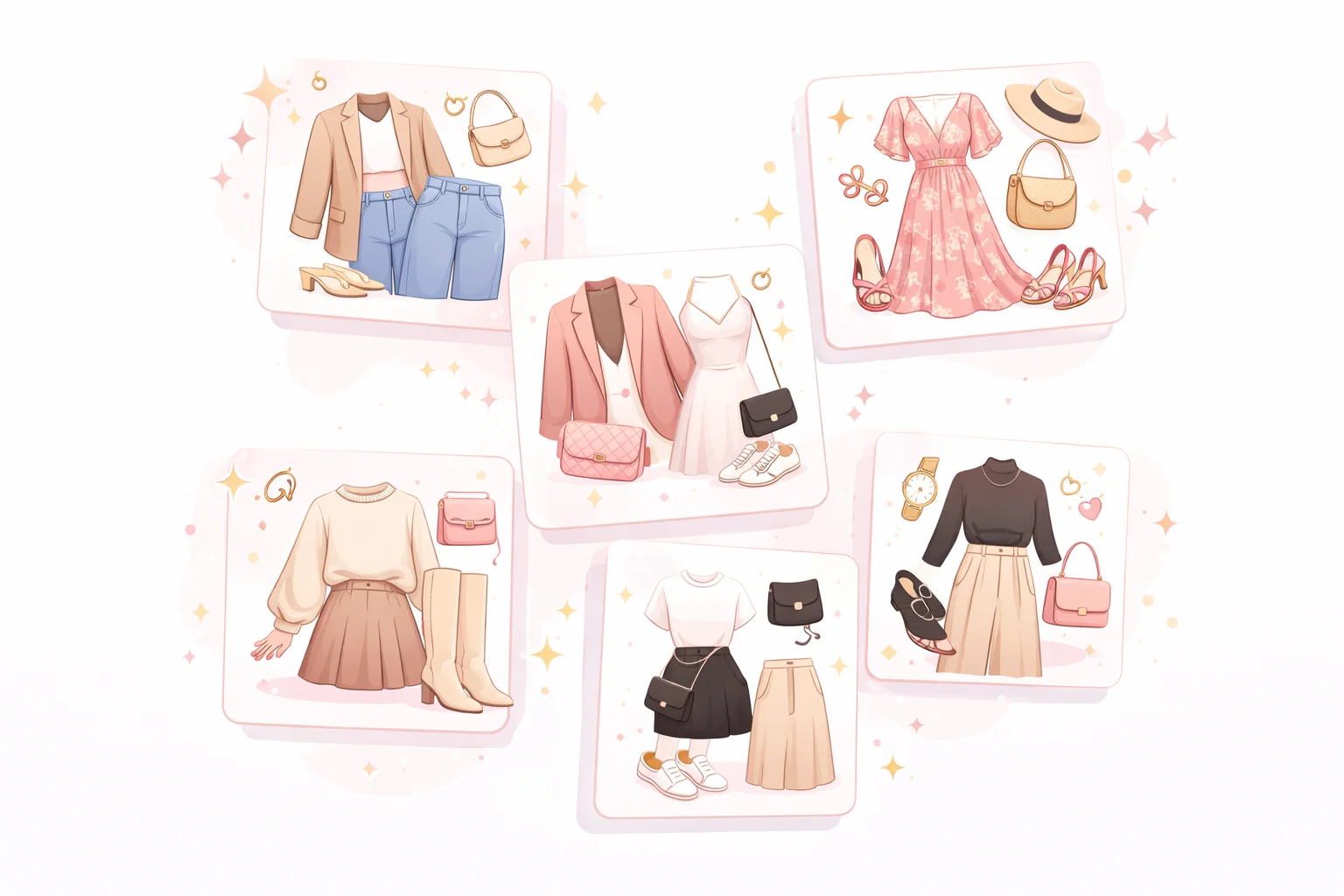 AI outfit generator results - 6 personalized outfit recommendations poster