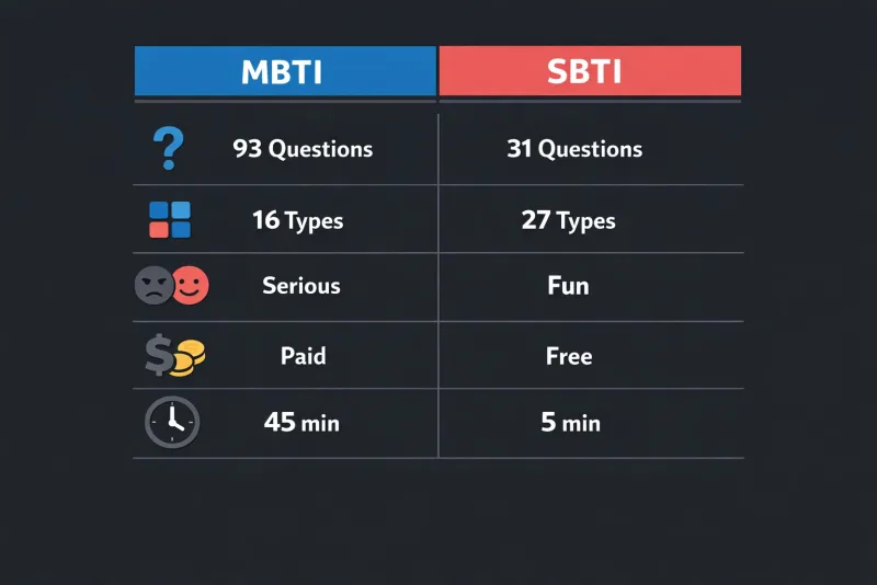 SBTI人格测试与MBTI测试对比 - 维度、类型和功能比较