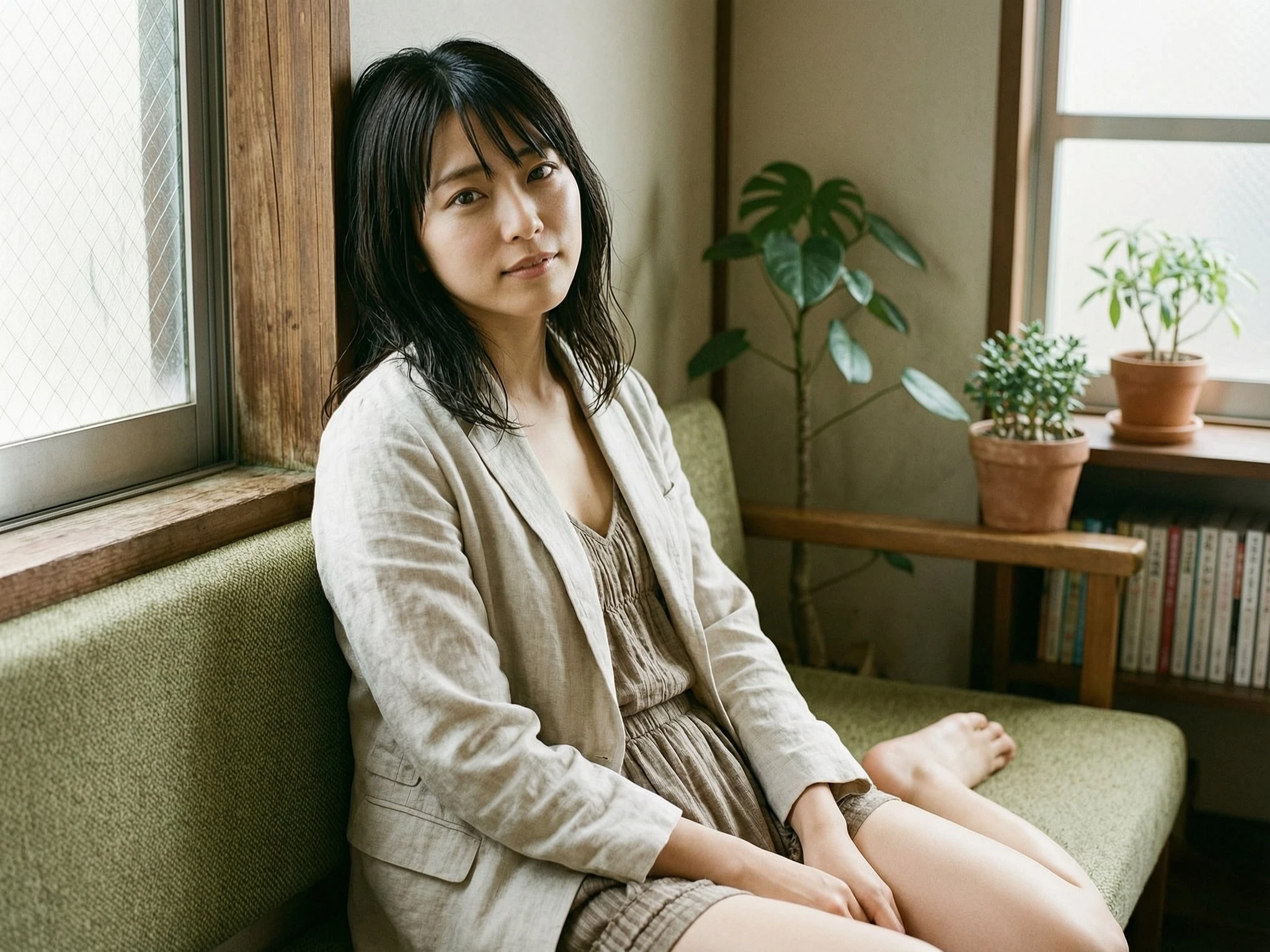 Natural seated portrait of a young woman used for Wan image portrait showcase