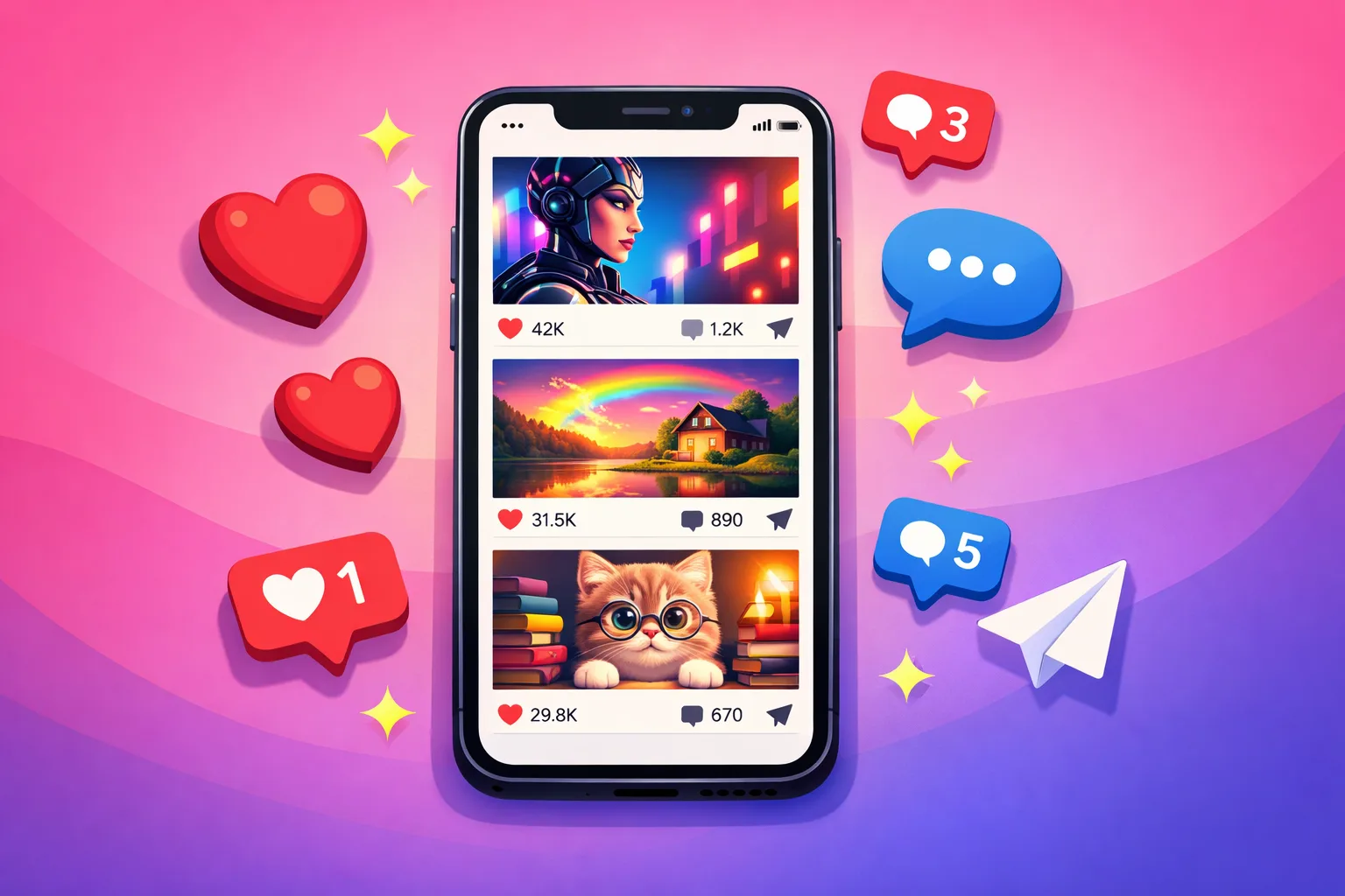 Z-Image for Social Media Z-Image AI generated social media content on smartphone with engagement metrics